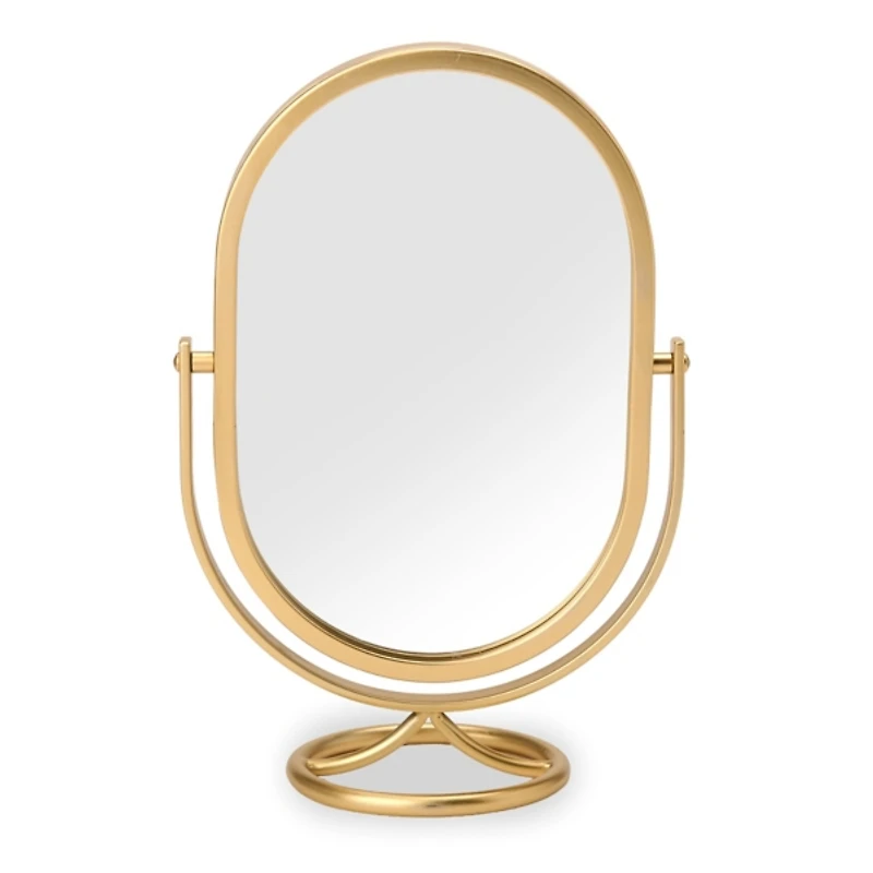 Oval Gold Metal Tabletop Mirror