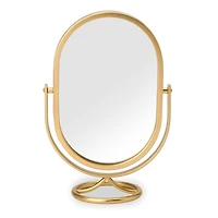 Oval Gold Metal Tabletop Mirror
