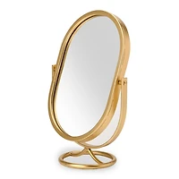 Oval Gold Metal Tabletop Mirror
