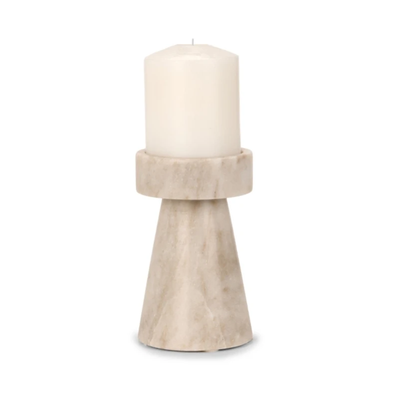 Beige Marble Pillar Candle Holder, 6 in.