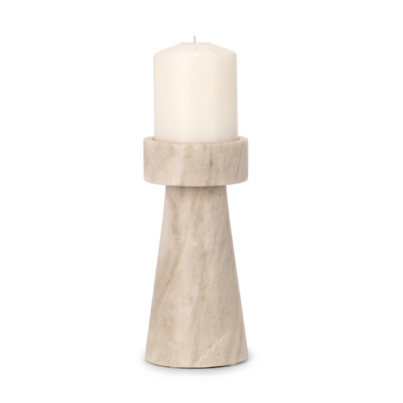 Beige Marble Pillar Candle Holder
