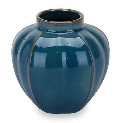 Denim Blue Ceramic Vase, 6 in.