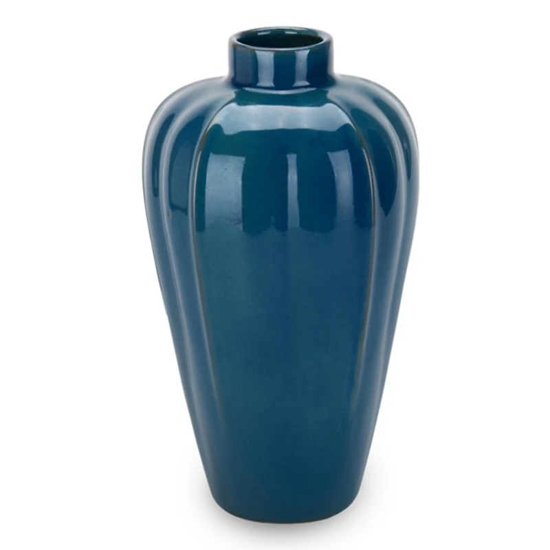 Denim Blue Ceramic Vase, 11 in.