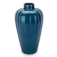 Denim Blue Ceramic Vase, 11 in.