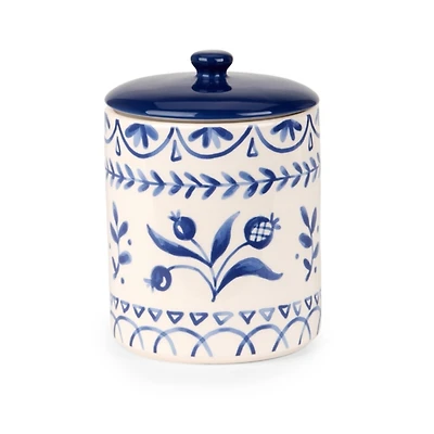 Blue Mosaic Ceramic Canister, 7 in.