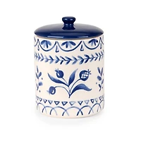 Blue Mosaic Ceramic Canister, 7 in.