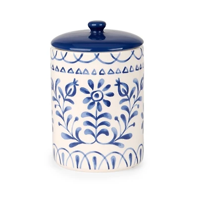 Blue Mosaic Ceramic Canister, 8 in.