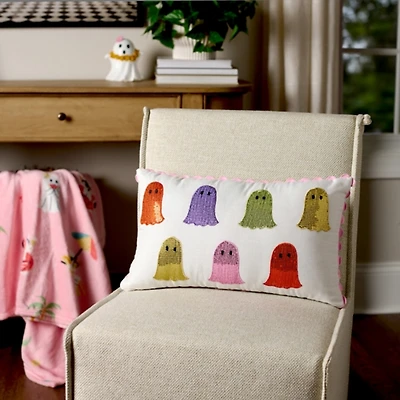 Multicolor Sequin Ghosts Lumbar Pillow