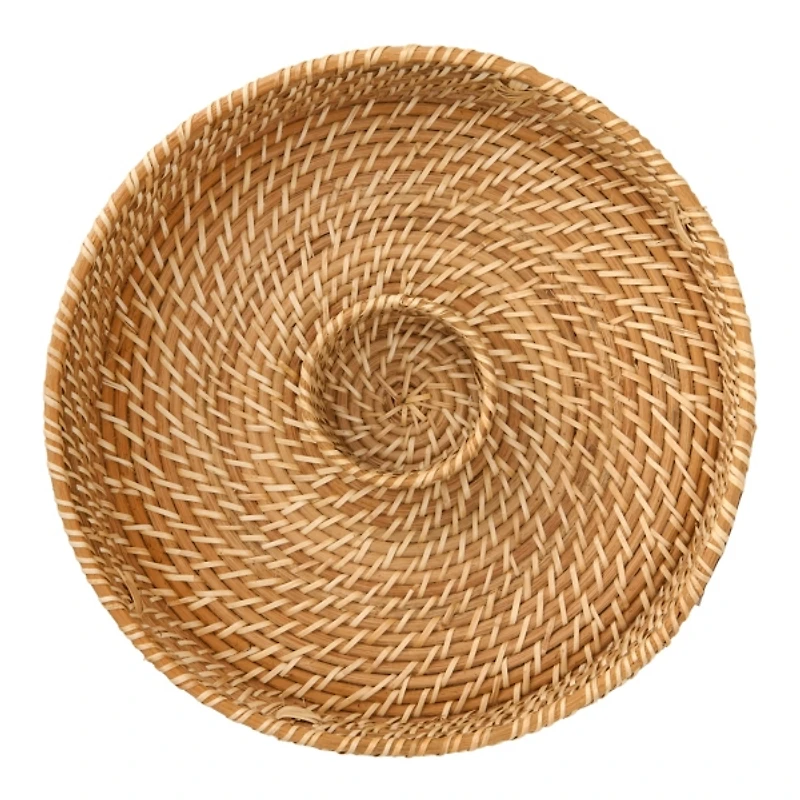 Natural Rattan Chip and Dip Serving Tray