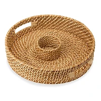 Natural Rattan Chip and Dip Serving Tray