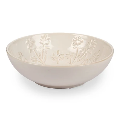 White Ceramic Floral Decorative Bowl