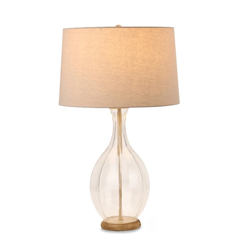 Clear Glass and Wood Table Lamp