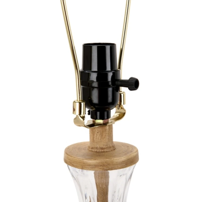 Clear Glass and Wood Table Lamp