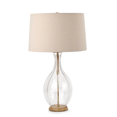 Clear Glass and Wood Table Lamp