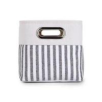 Small Striped Linen Metal Handle Basket