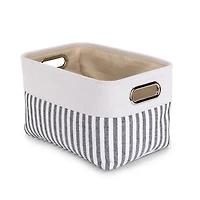 Small Striped Linen Metal Handle Basket