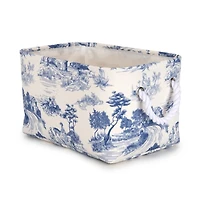 Medium Blue Toile Rope Handle Basket