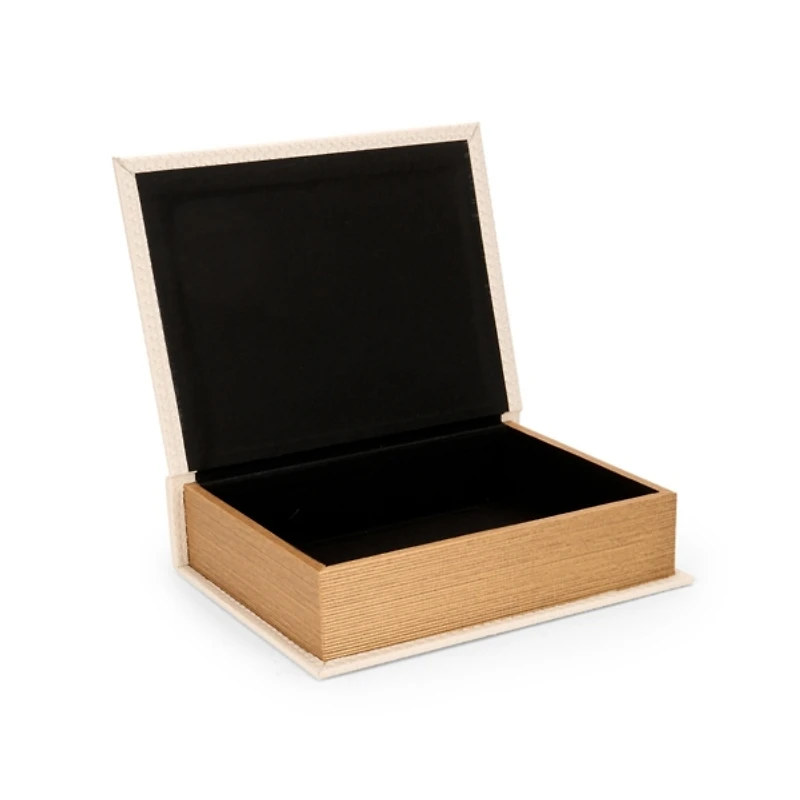 Large Cream Faux Leather Book Box