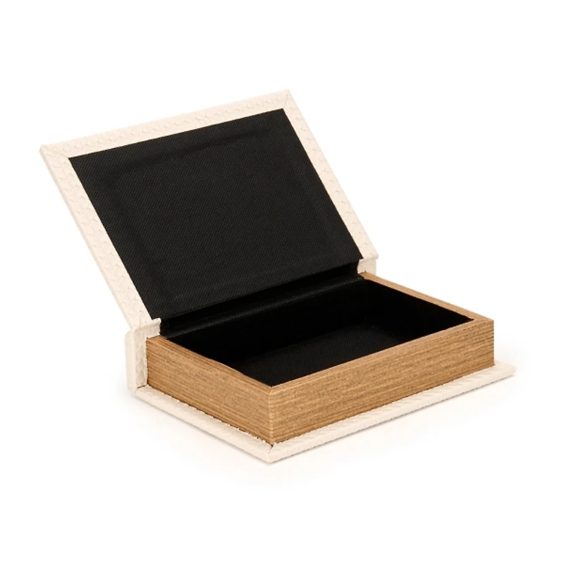 Small Cream Faux Leather Book Box