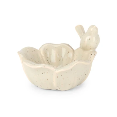 White Ceramic Bird Trinket Holder