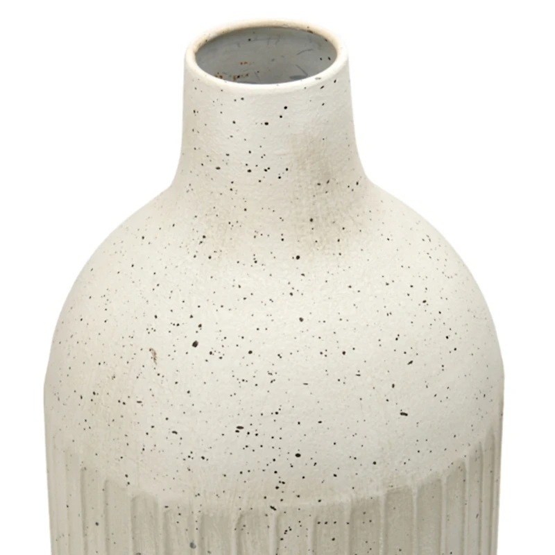 Antique White Metal Floor Vase