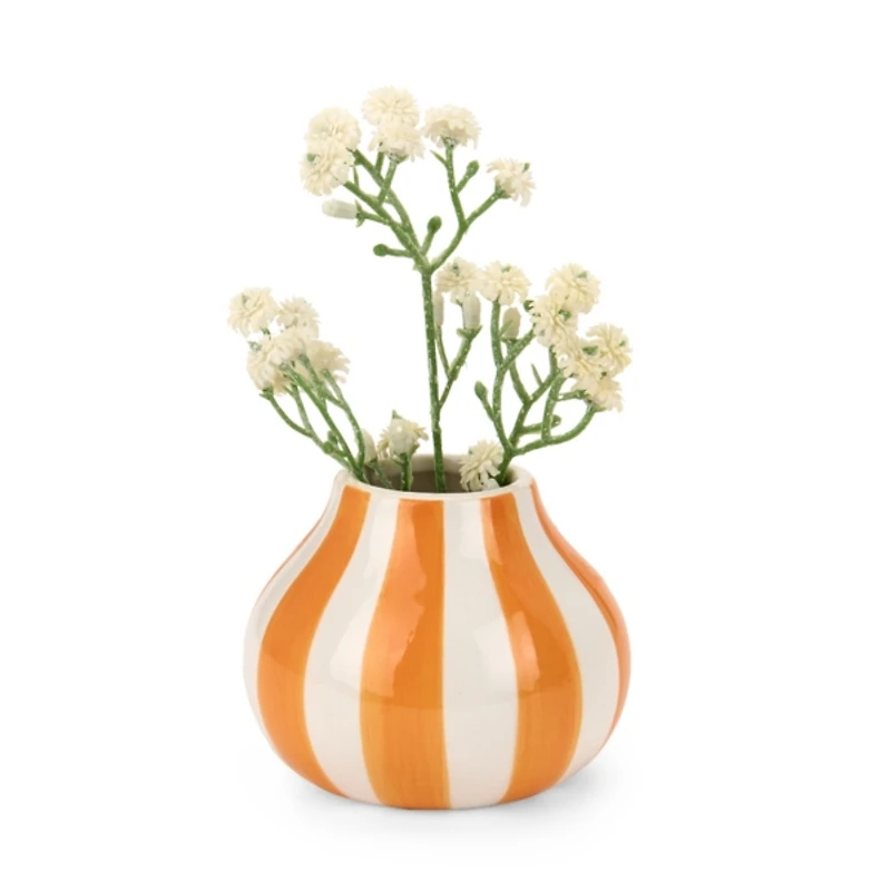 Orange Striped Ceramic Vase