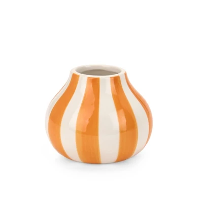 Orange Striped Ceramic Vase