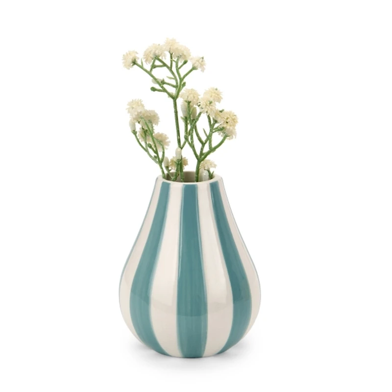 Blue Striped Ceramic Vase