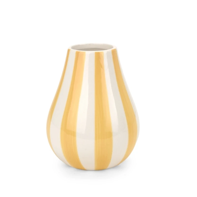Yellow Striped Ceramic Vase