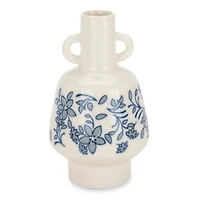 Blue Floral Double Handle Ceramic Vase