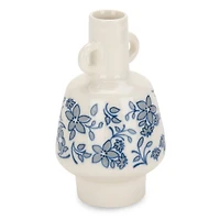 Blue Floral Double Handle Ceramic Vase