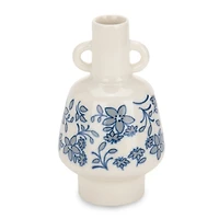 Blue Floral Double Handle Ceramic Vase
