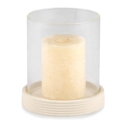 Cream Ceramic Base Hurricane, 8 in.