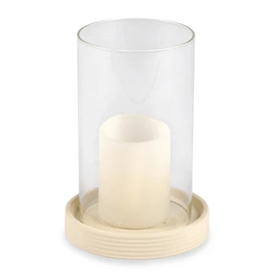 Cream Ceramic Base Hurricane, 11 in.