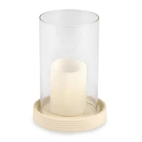 Cream Ceramic Base Hurricane, 11 in.