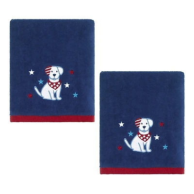Patriotic Dogs and Stars Hand Towels, Set of 2