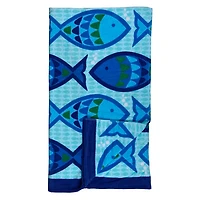 Blue Swimming Fish Beach Towel