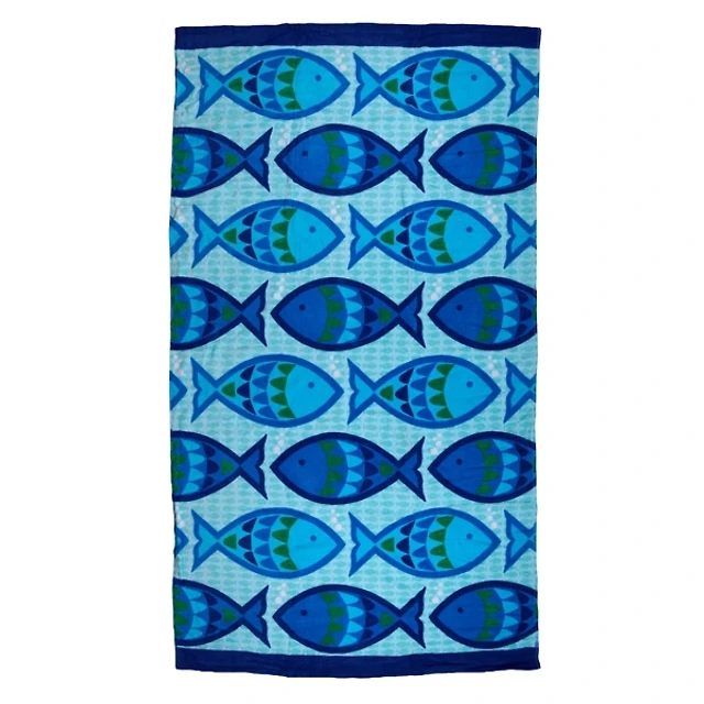 Blue Swimming Fish Beach Towel