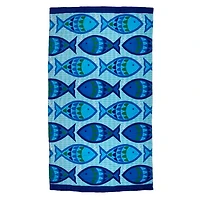 Blue Swimming Fish Beach Towel