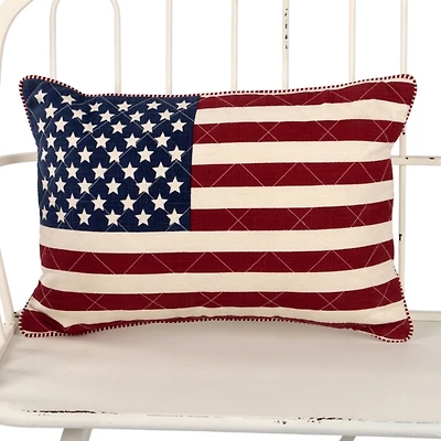 American Flag Quilted Pillow