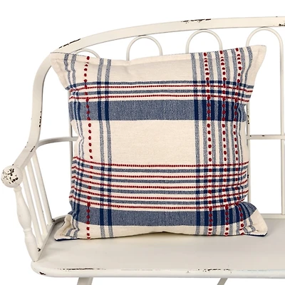 Blue Woven Plaid Pillow