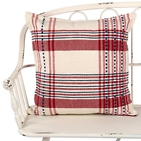 Red Woven Plaid Pillow