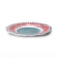 Aqua and Pink Dotted Melamine Salad Plate