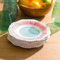 Aqua and Pink Dotted Melamine Salad Plate