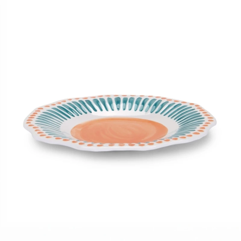 Orange and Aqua Dotted Melamine Salad Plate