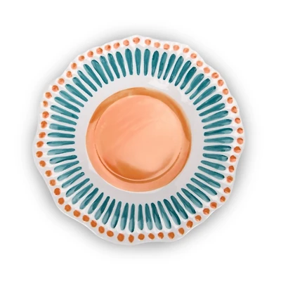 Orange and Aqua Dotted Melamine Salad Plate