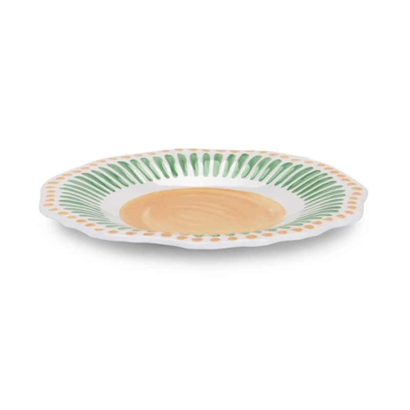 Yellow and Green Dotted Melamine Salad Plate