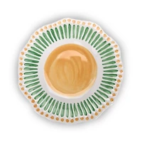 Yellow and Green Dotted Melamine Salad Plate