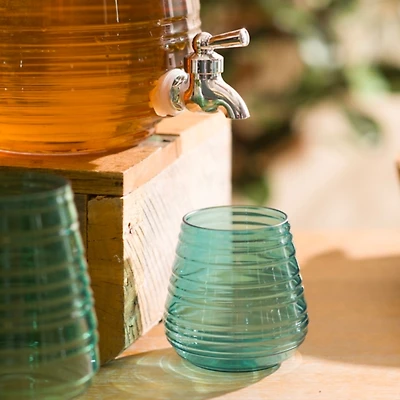 Blue Acrylic Short Ribbed Tumbler