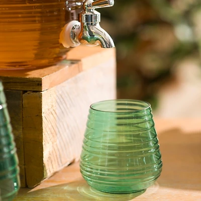 Green Acrylic Short Ribbed Tumbler
